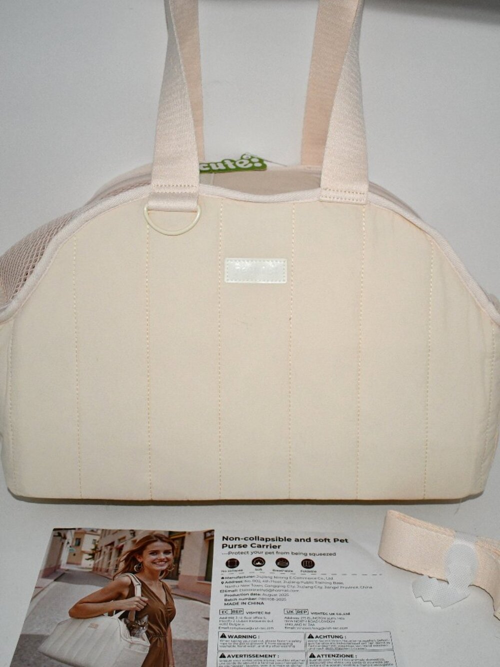 Pecute Dog Purse Carrier, Lightweight Soft-Sided Pet Carrier in Cream NWT - Picture 5 of 11